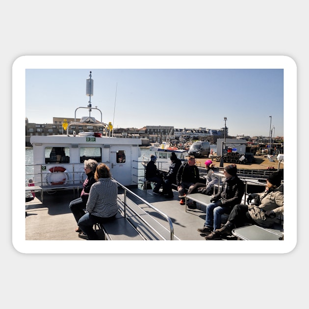 Farne Island tour returning to harbour - Seahouses, Northumberland, UK Sticker by richflintphoto